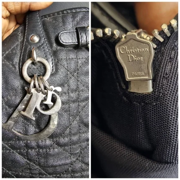 Authentic CHRISTIAN DIOR Cannage Panarea Tote Bag Black - Picture 11 of 13